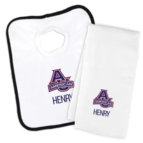 Personalized American University Eagles Bib and Burp Cloth Set