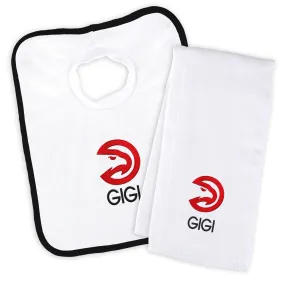 Personalized Atlanta Hawks Bib and Burp Cloth Set