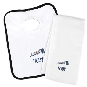 Personalized Brandeis Judges Bib and Burp Cloth Set