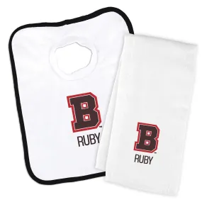 Personalized Brown Bears Bib and Burp Cloth Set