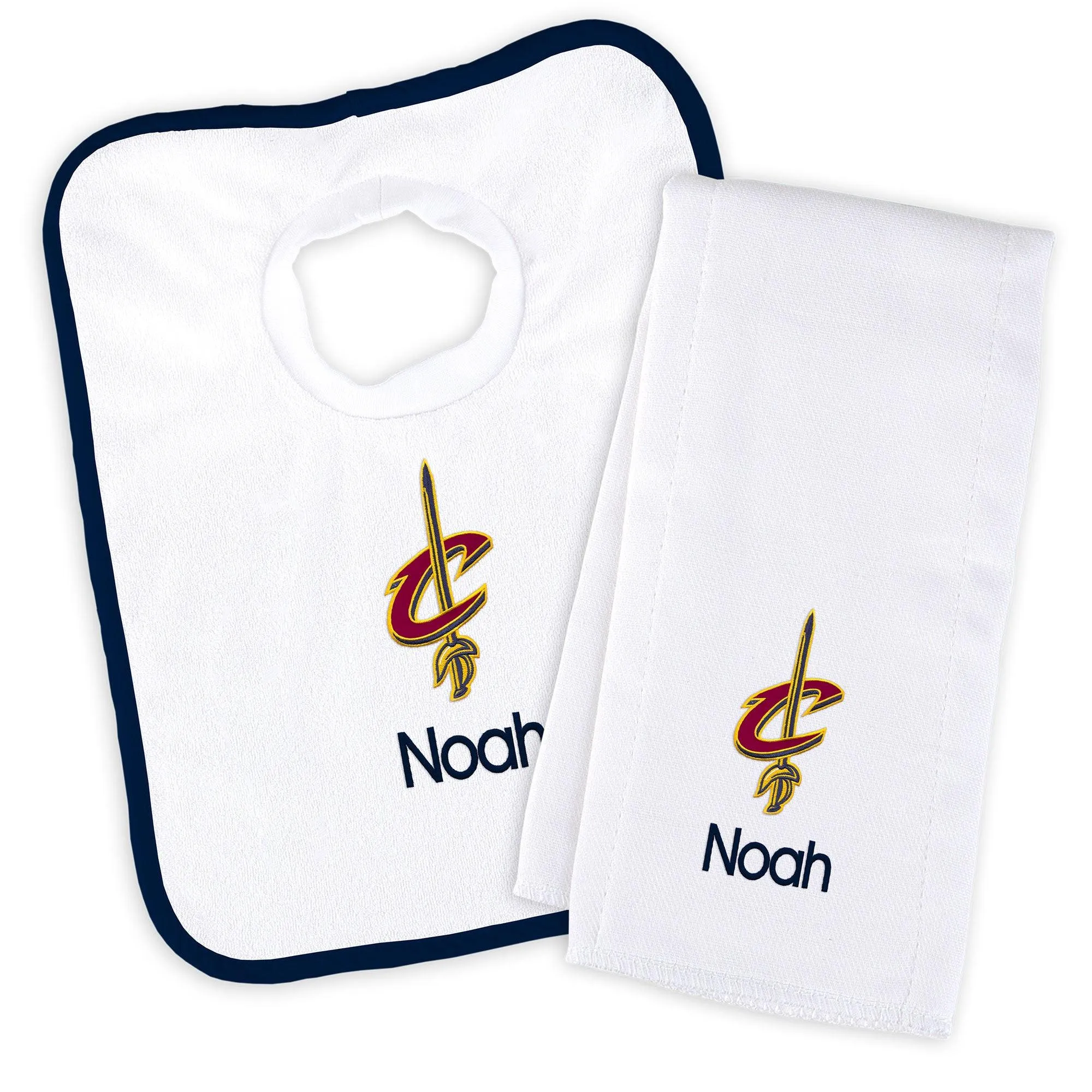 Personalized Cleveland Cavaliers Bib and Burp Cloth Set