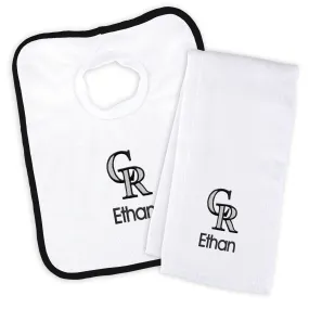 Personalized Colorado Rockies Bib & Burp Cloth Set