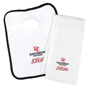 Personalized Davidson Wildcats Primary Lockup Bib and Burp Cloth Set