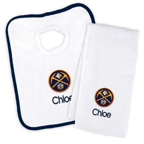 Personalized Denver Nuggets Bib and Burp Cloth Set