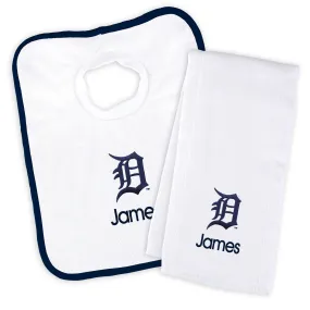 Personalized Detroit Tigers Bib & Burp Cloth Set