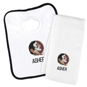 Personalized Florida State Seminoles Bib and Burp Cloth Set