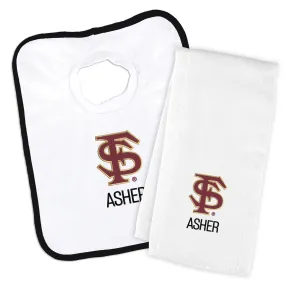 Personalized Florida State Seminoles FS Bib and Burp Cloth Set