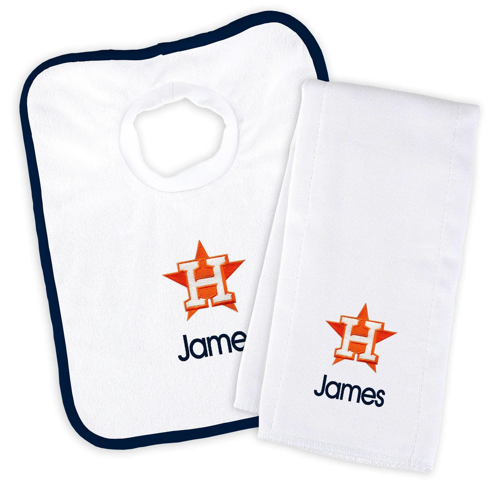 Personalized Houston Astros Bib & Burp Cloth Set