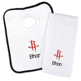 Personalized Houston Rockets Bib and Burp Cloth Set