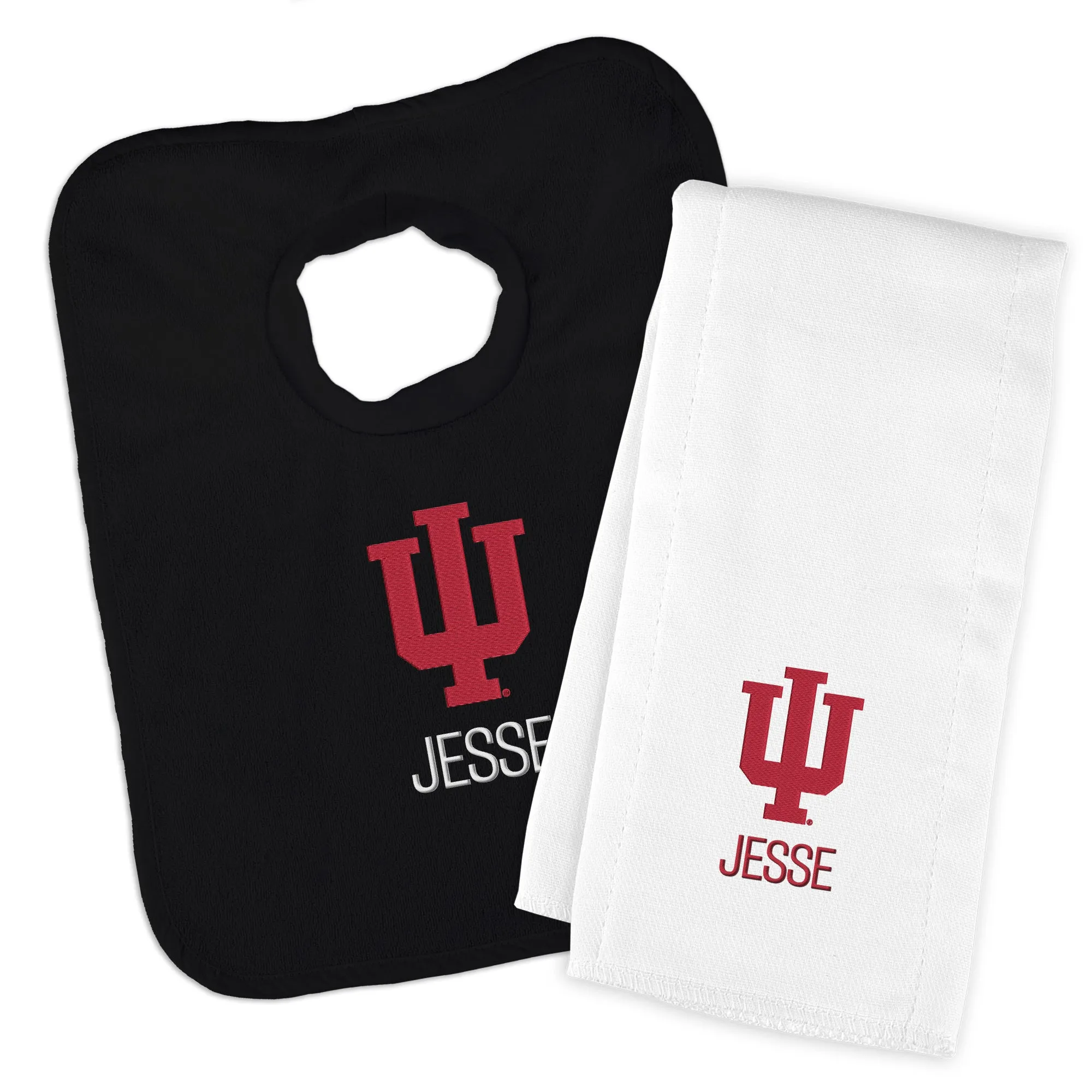 Personalized Indiana Hoosiers Bib and Burp Cloth Set