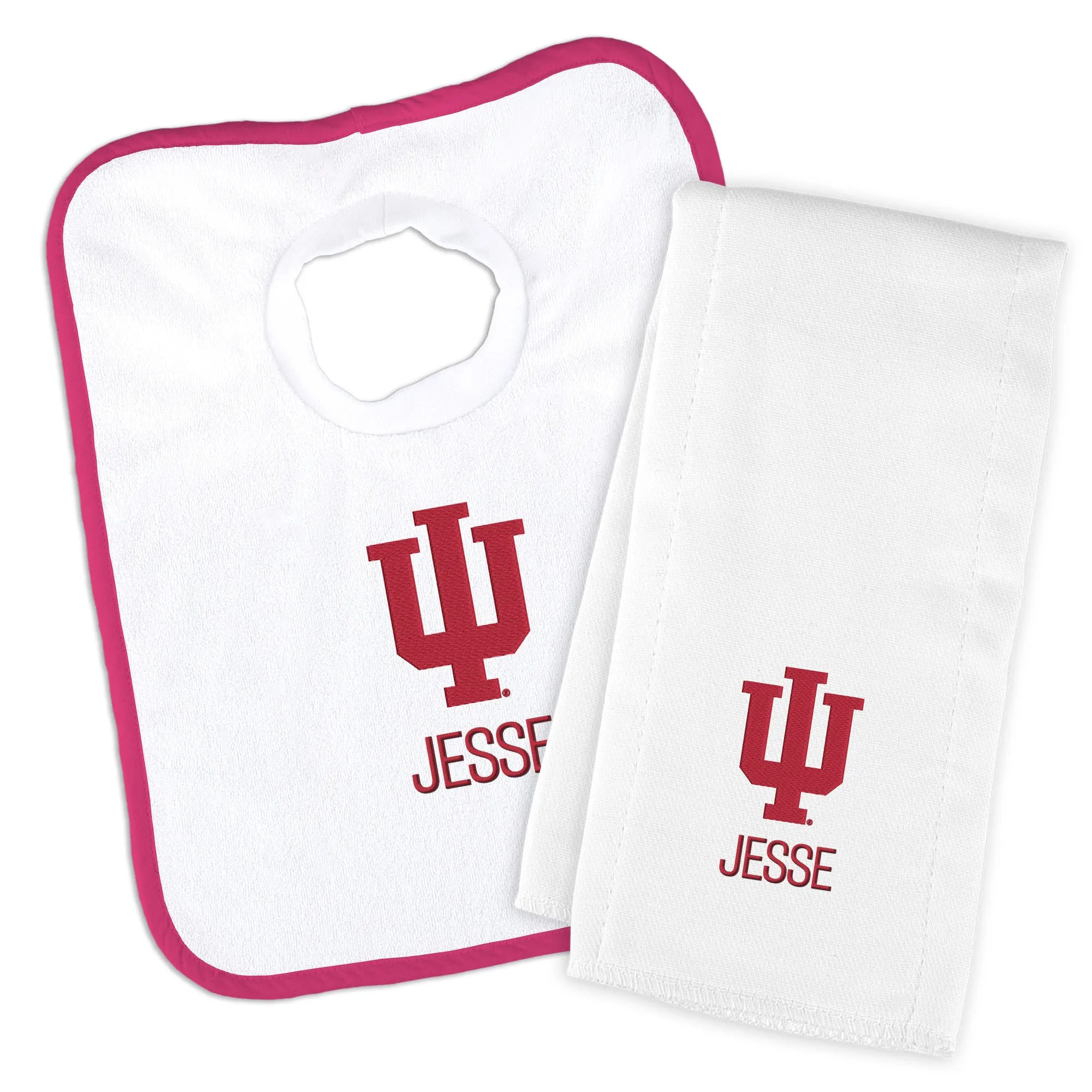 Personalized Indiana Hoosiers Bib and Burp Cloth Set