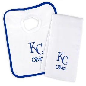 Personalized Kansas City Royals Bib & Burp Cloth Set