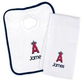 Personalized LA Angels Bib & Burp Cloth Set