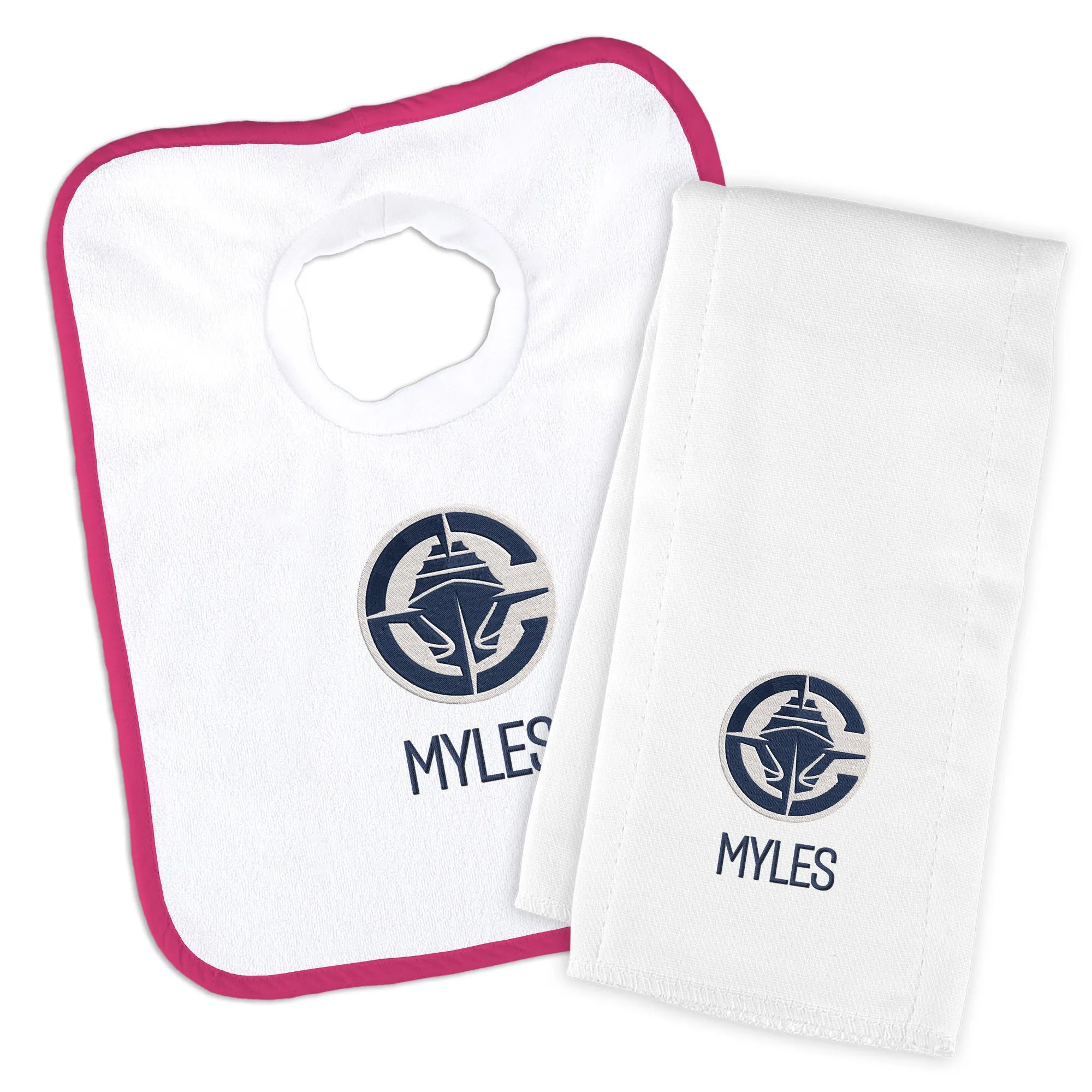 Personalized Los Angeles Clippers Bib and Burp Cloth Set