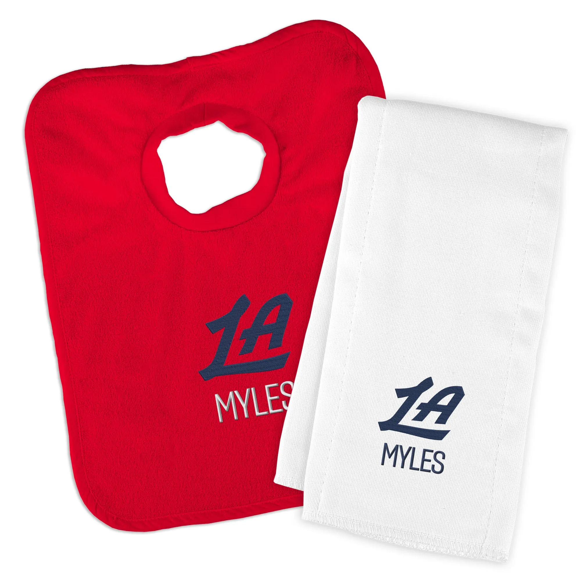 Personalized Los Angeles Clippers LA Bib and Burp Cloth Set