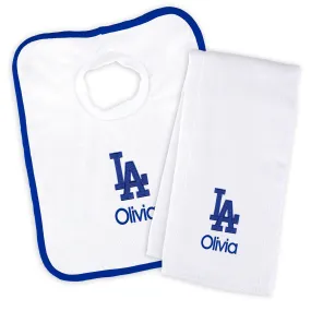 Personalized Los Angeles Dodgers Bib & Burp Cloth Set