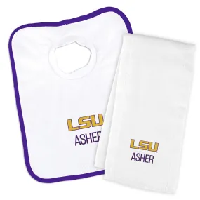 Personalized LSU Tigers Bib & Burp Cloth Set