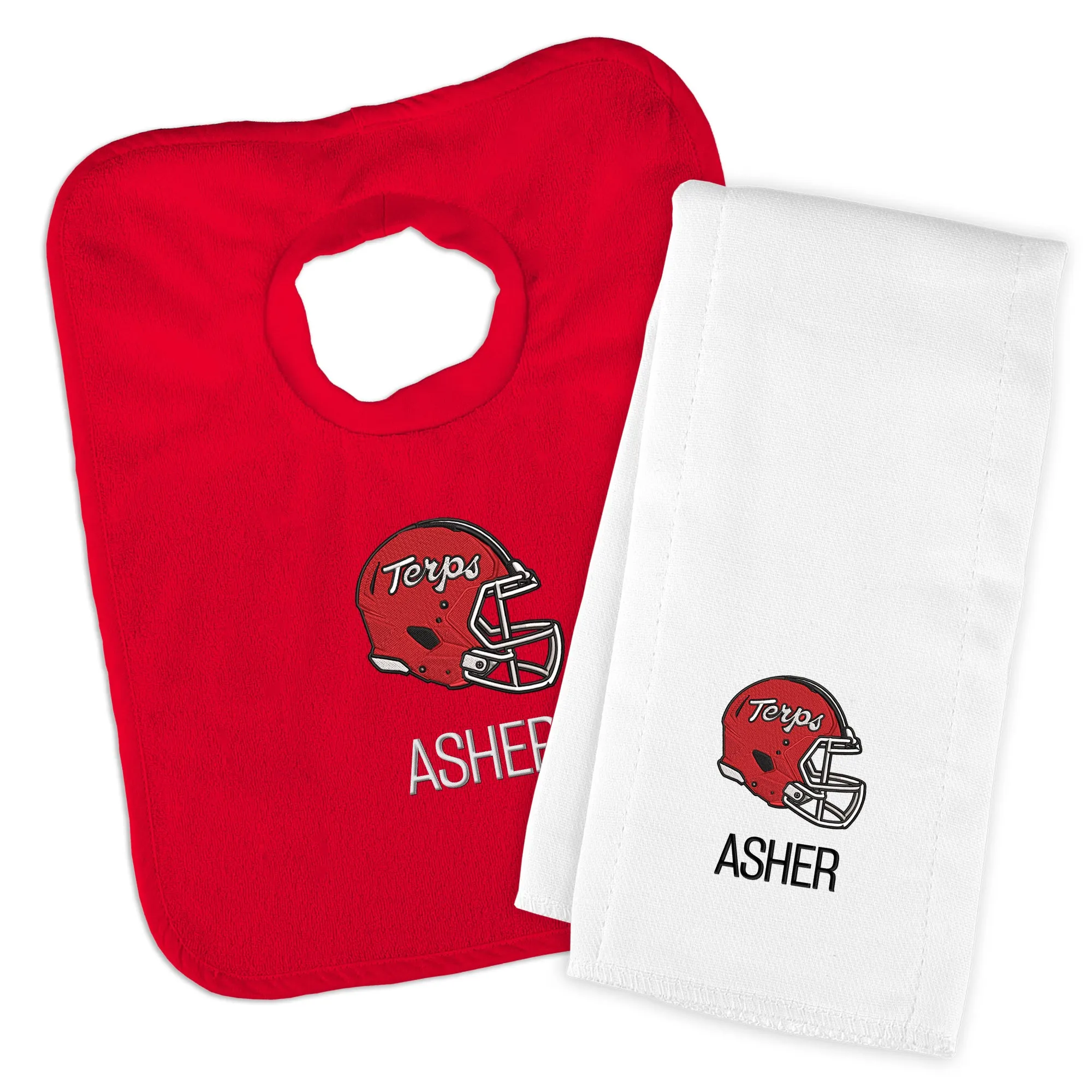 Personalized Maryland Terrapins Helmet Bib & Burp Cloth Set