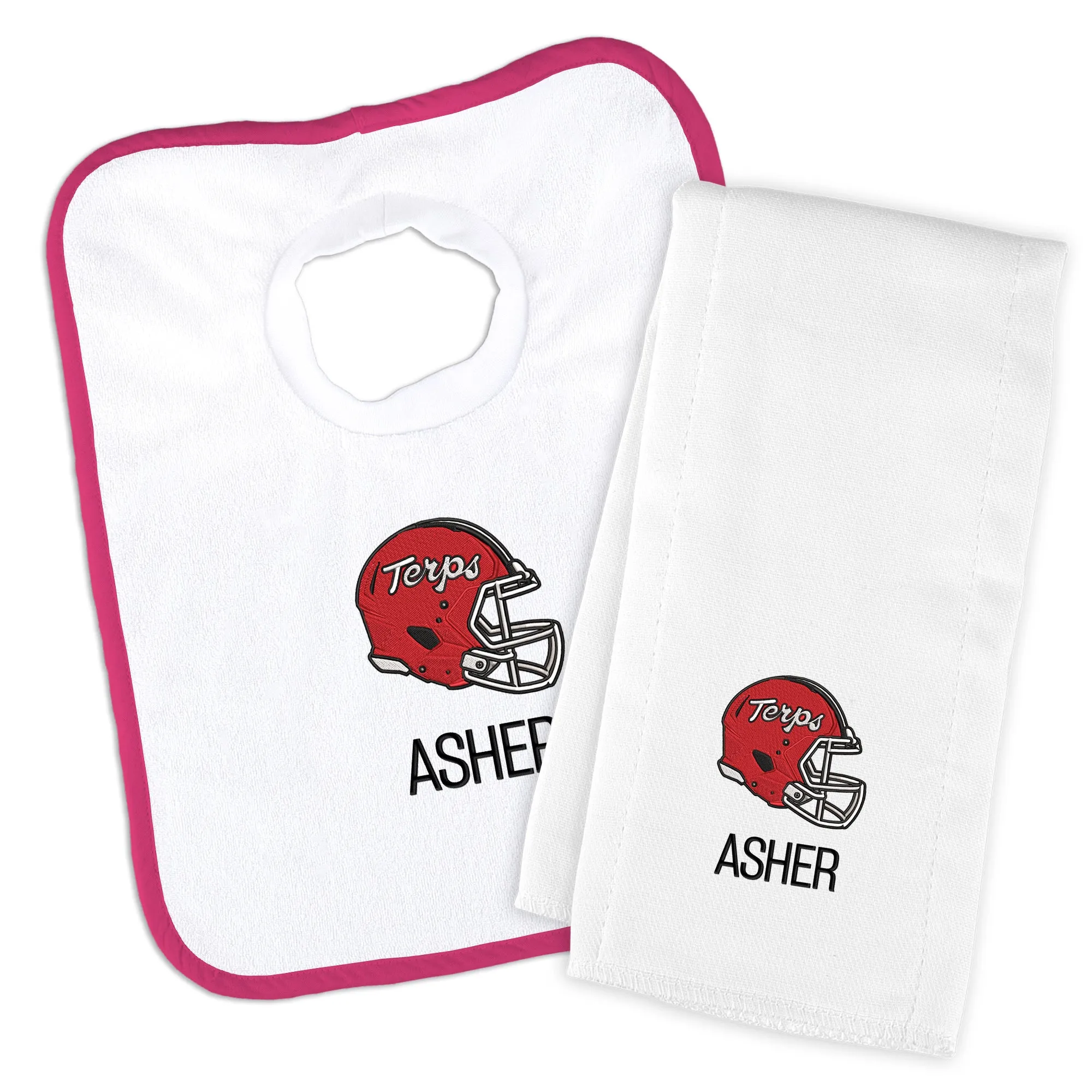 Personalized Maryland Terrapins Helmet Bib & Burp Cloth Set