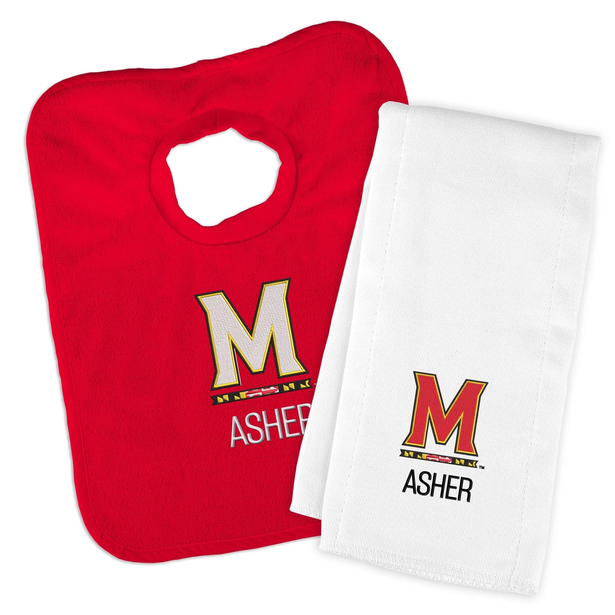 Personalized Maryland Terrapins M Bib & Burp Cloth Set