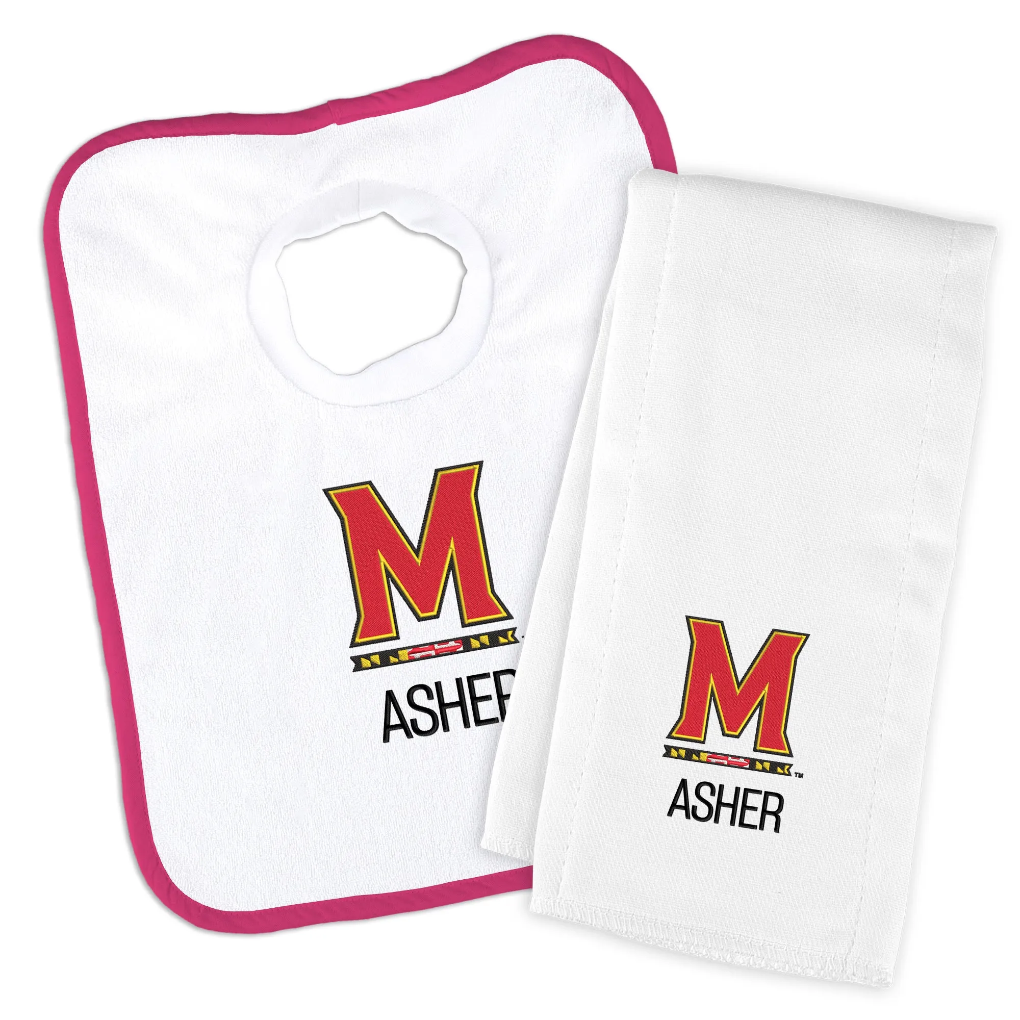 Personalized Maryland Terrapins M Bib & Burp Cloth Set