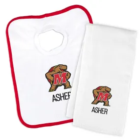 Personalized Maryland Terrapins Mascot Bib & Burp Cloth Set