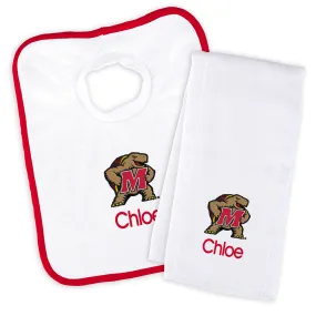 Personalized Maryland Terrapins Mascot Bib and Burp Cloth Set