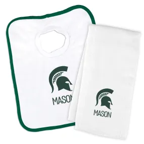 Personalized Michigan State Spartans Bib & Burp Cloth Set