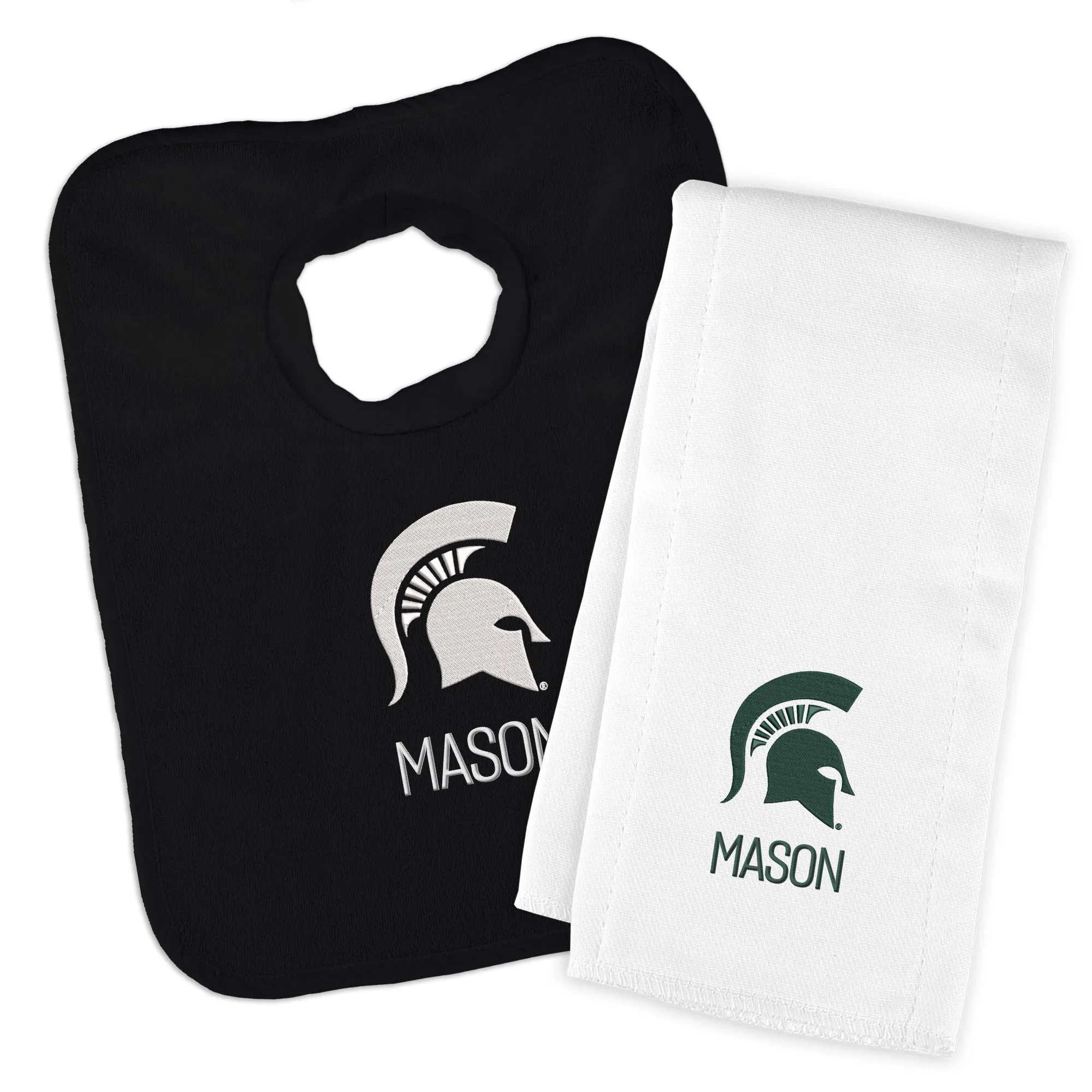 Personalized Michigan State Spartans Bib & Burp Cloth Set