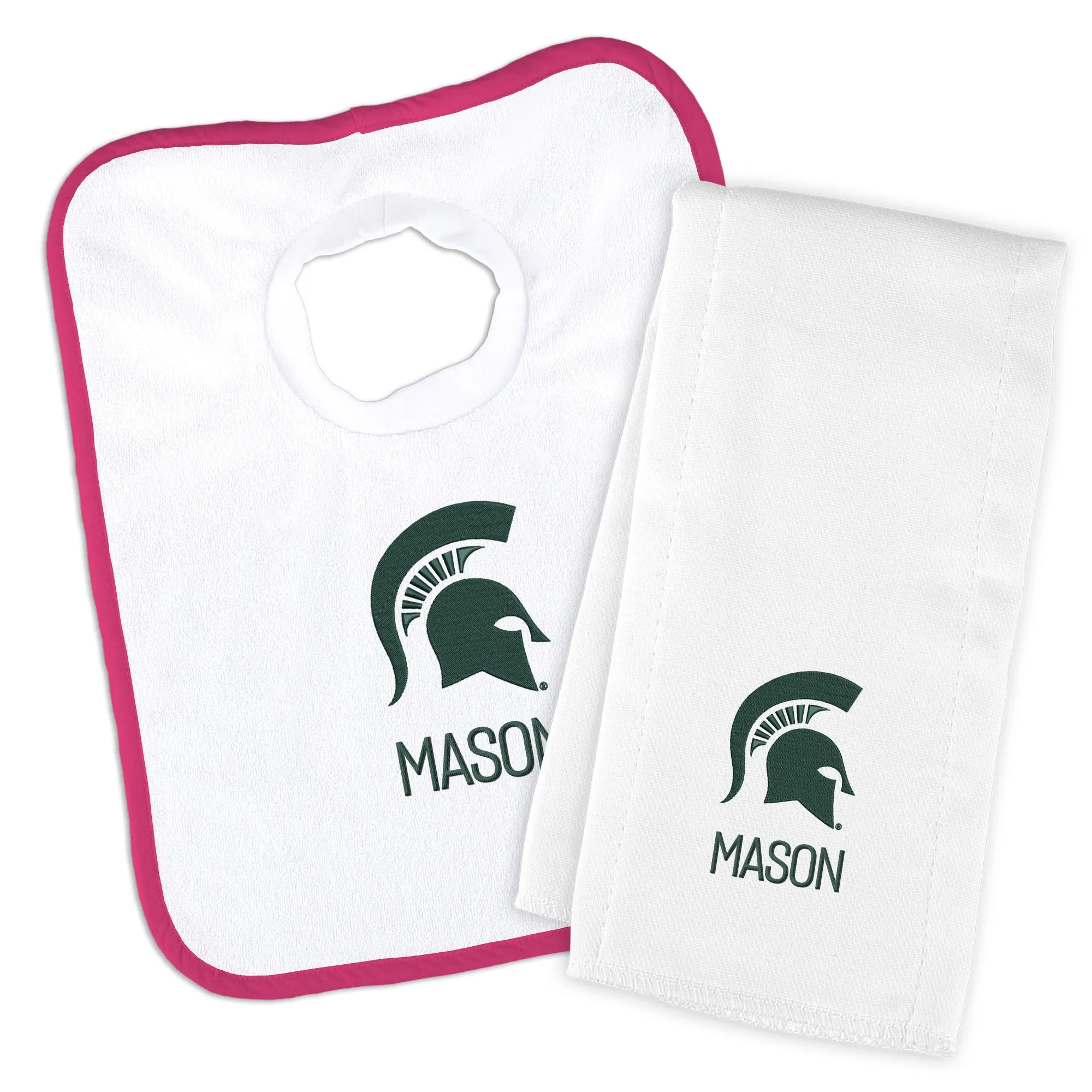 Personalized Michigan State Spartans Bib & Burp Cloth Set