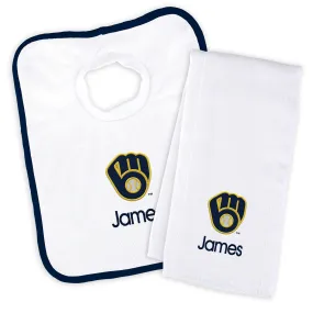 Personalized Milwaukee Brewers Bib & Burp Cloth Set