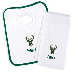 Personalized Milwaukee Bucks Bib and Burp Cloth Set