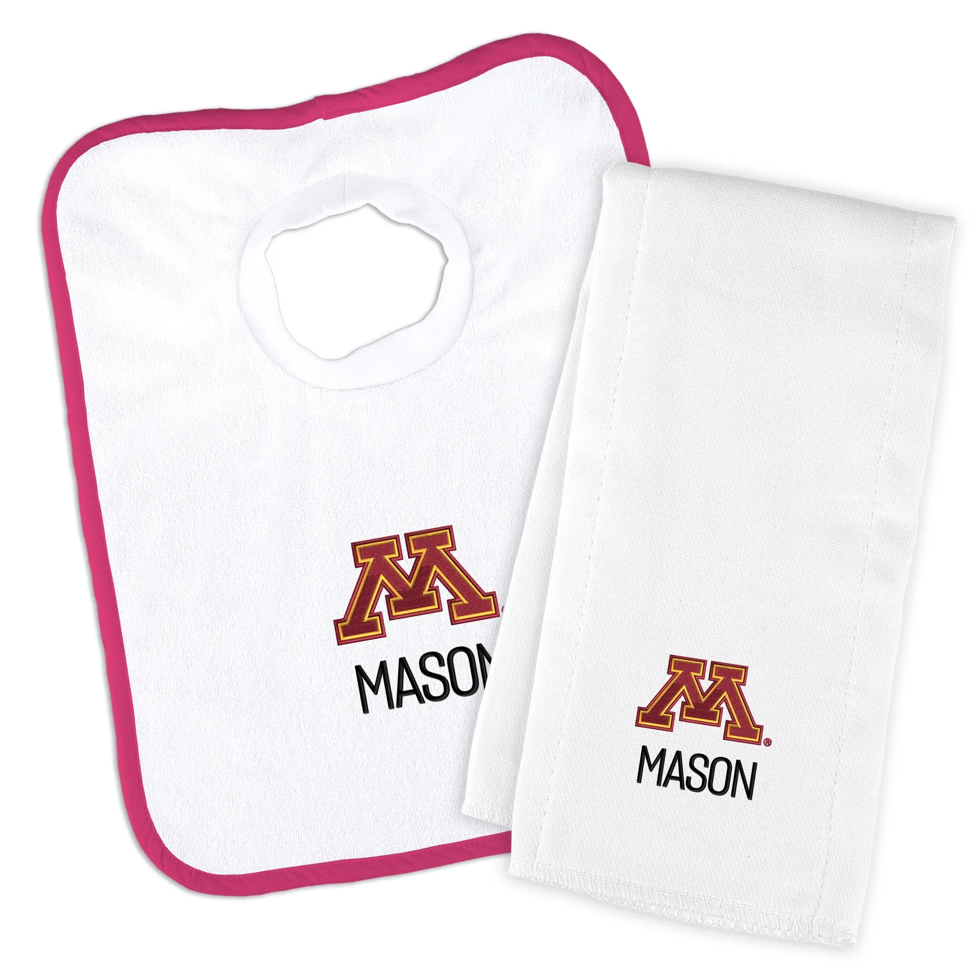 Personalized Minnesota Golden Gophers Bib & Burp Cloth Set