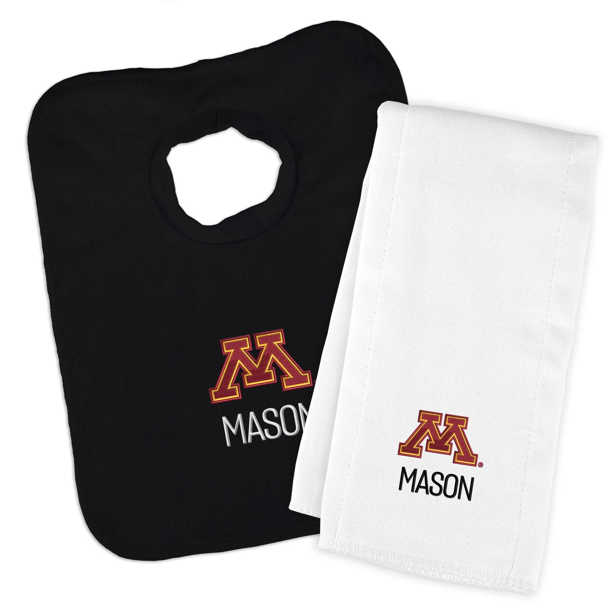 Personalized Minnesota Golden Gophers Bib & Burp Cloth Set