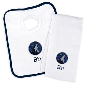 Personalized Minnesota Timberwolves Bib and Burp Cloth Set