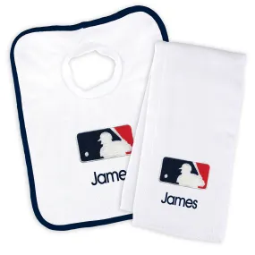 Personalized MLB Batter Bib & Burp Cloth Set