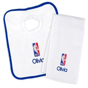 Personalized NBA Logoman Bib & Burp Cloth Set