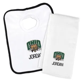 Personalized Ohio Bobcats Bib and Burp Cloth Set