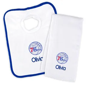 Personalized Philadelphia 76ers Bib and Burp Cloth Set