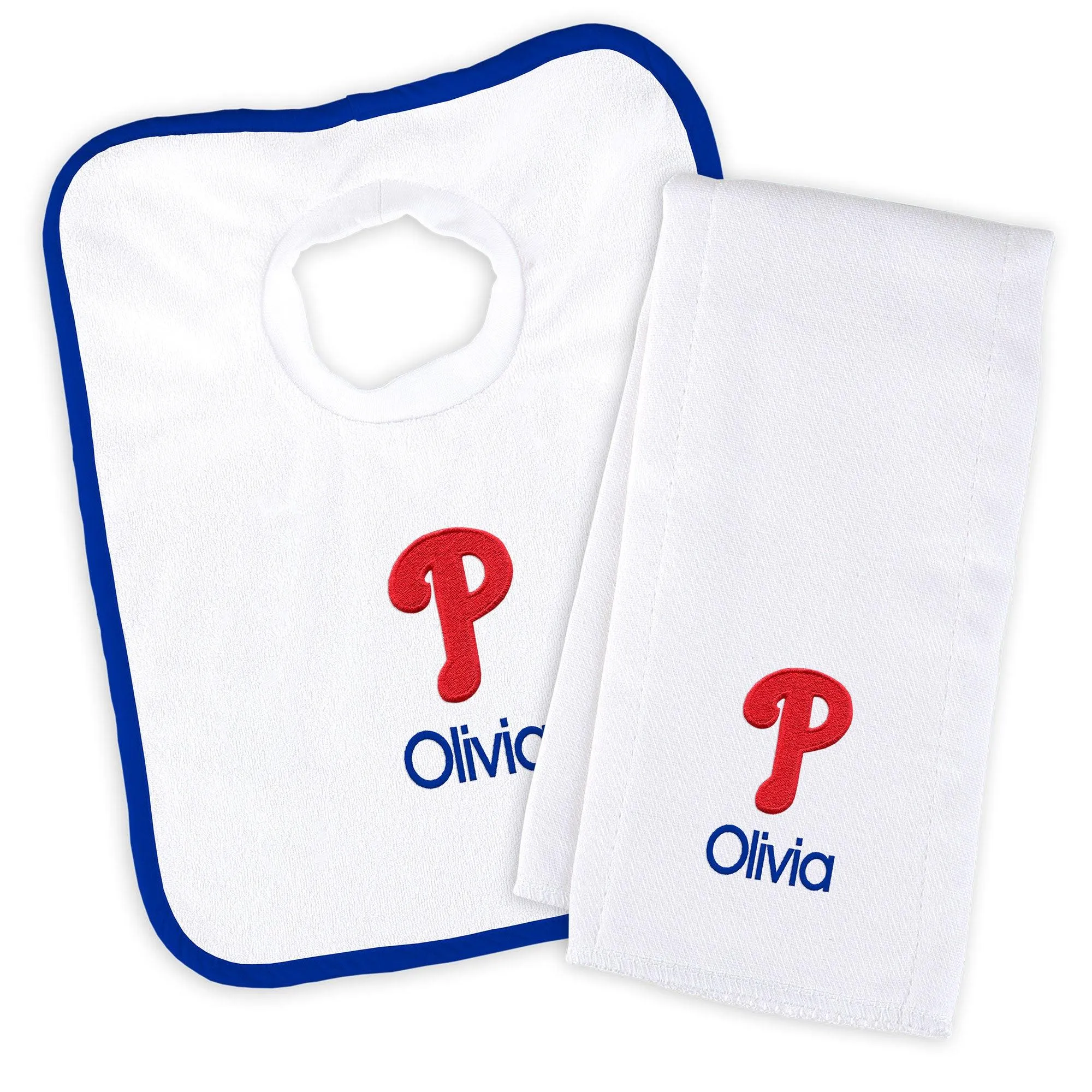 Personalized Philadelphia Phillies Bib & Burp Cloth Set