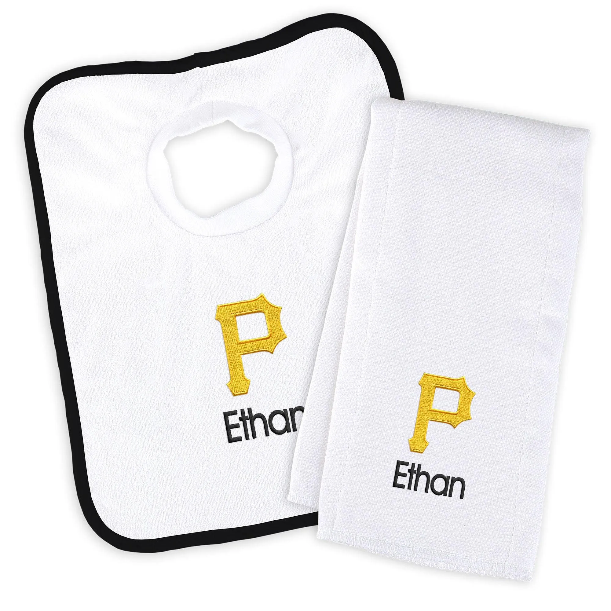 Personalized Pittsburgh Pirates Bib & Burp Cloth Set