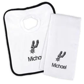 Personalized San Antonio Spurs Bib and Burp Cloth Set