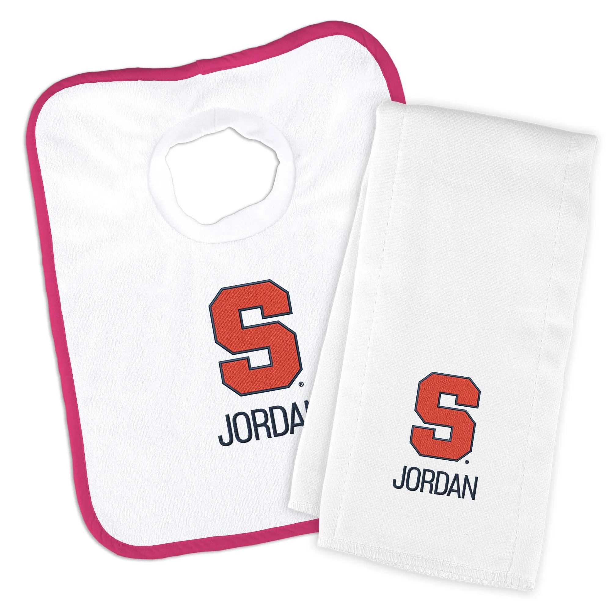 Personalized Syracuse Orange Bib and Burp Cloth Set