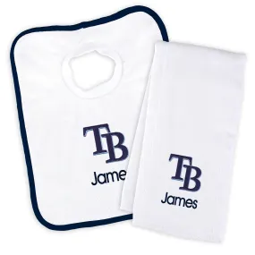 Personalized Tampa Bay Rays Bib & Burp Cloth Set