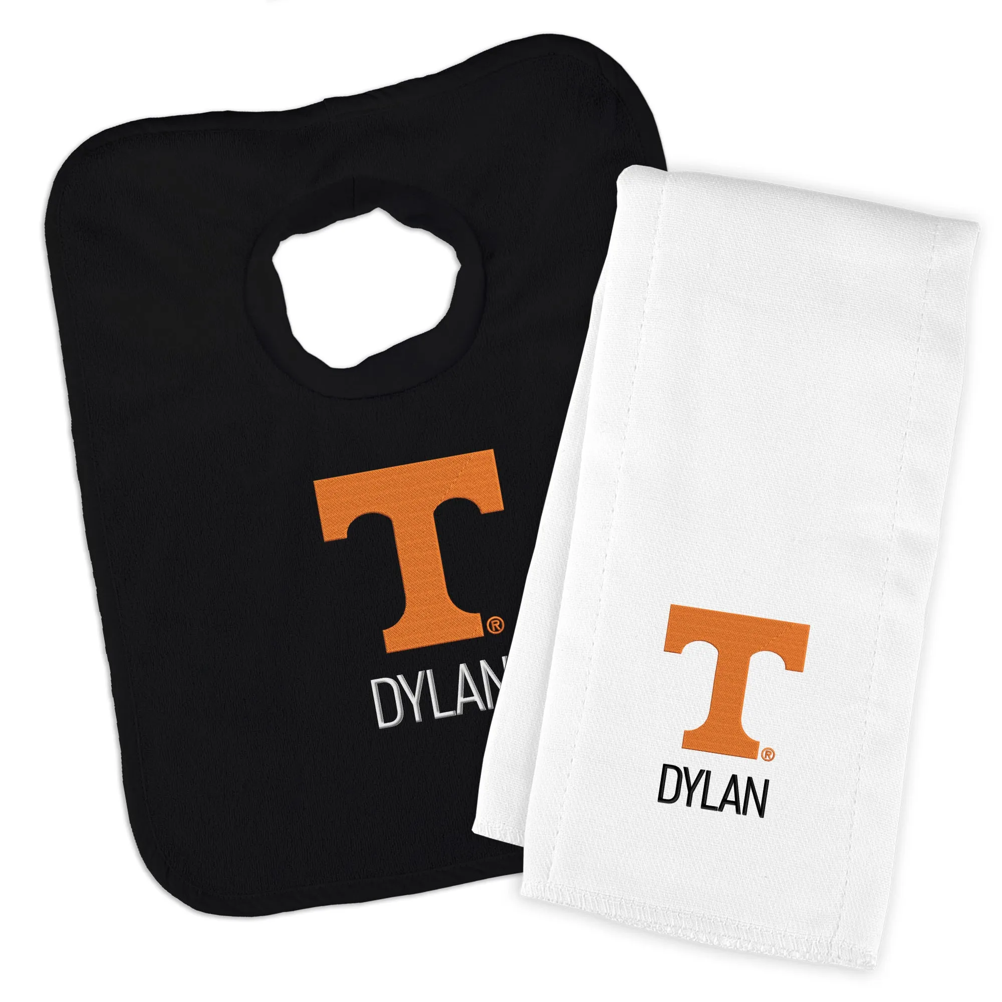 Personalized Tennessee Volunteers Bib and Burp Cloth Set