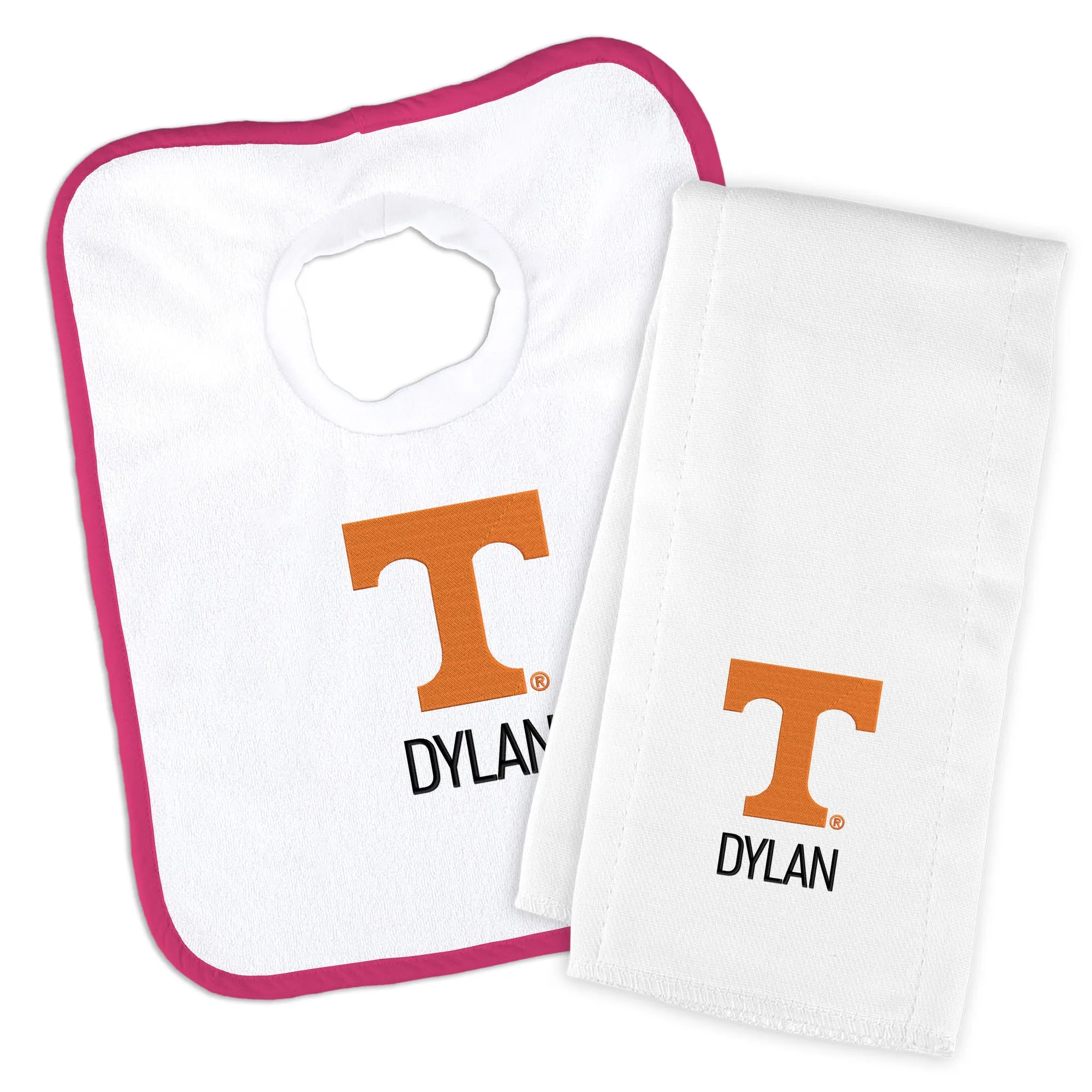 Personalized Tennessee Volunteers Bib and Burp Cloth Set