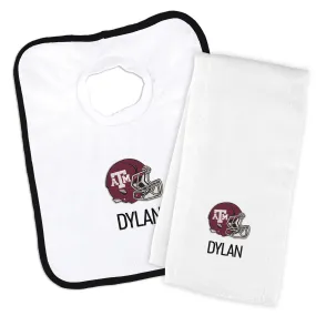 Personalized Texas A&M Aggies Helmet Bib and Burp Cloth Set