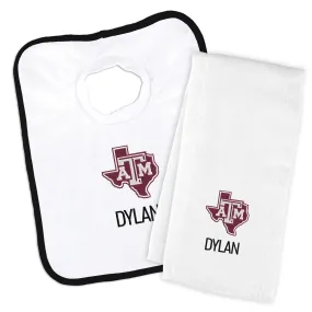 Personalized Texas A&M Aggies Texas Bib and Burp Cloth Set