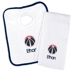 Personalized Washington Wizards Bib and Burp Cloth Set