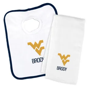 Personalized West Virginia Mountaineers Bib and Burp Cloth Set